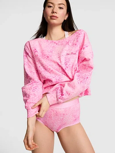 Pink Campus Fleece™ Rib Off-the-shoulder Sweatshirt In