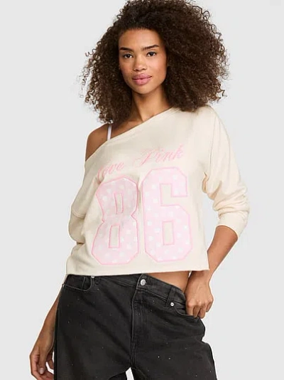 Pink Campus Fleece™ Rib Off-the-shoulder Sweatshirt In Gray