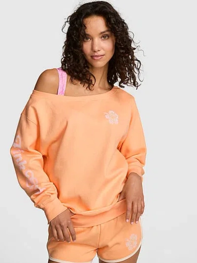 Pink Campus Fleece™ Rib Off-the-shoulder Sweatshirt In Multi