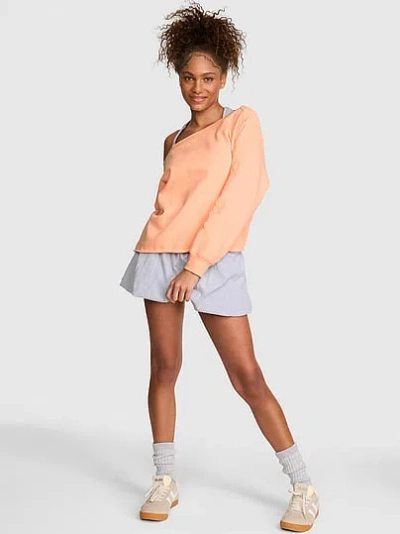 Pink Campus Fleece™ Rib Off-the-shoulder Sweatshirt In Orange
