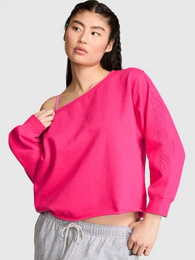 Pink Campus Fleece™ Rib Off-the-shoulder Sweatshirt In