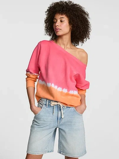 Pink Campus Fleece™ Rib Off-the-shoulder Sweatshirt In