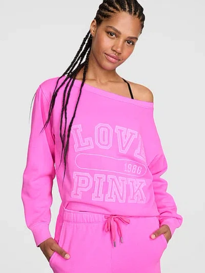 Pink Campus Fleece™ Rib Off-the-shoulder Sweatshirt In
