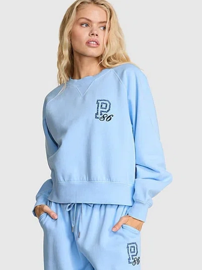 Pink Campus Fleece™ Shrunken Crew Sweatshirt In Blue