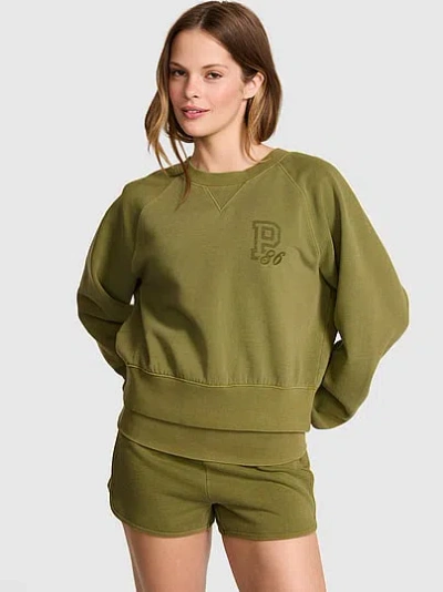 Pink Campus Fleece™ Shrunken Crew Sweatshirt In Green