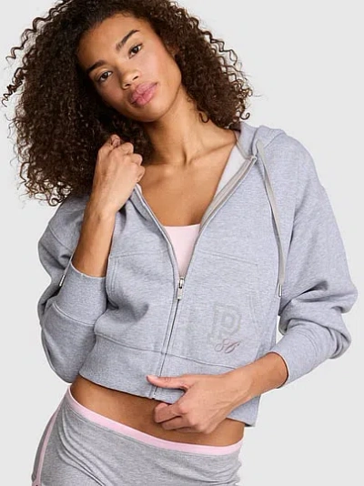 Pink Campus Fleece™ Shrunken Full-zip Hoodie In Gray