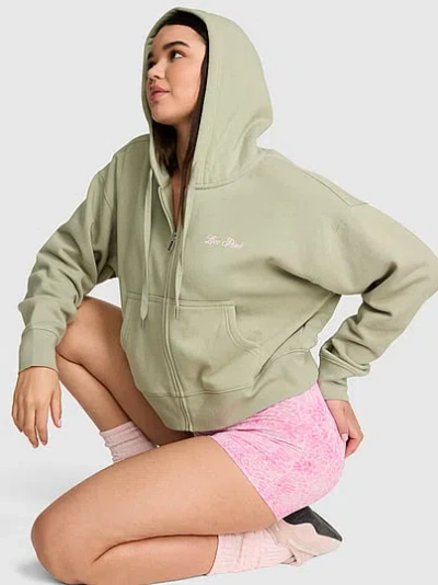 Pink Campus Fleece™ Shrunken Full-zip Hoodie In Green