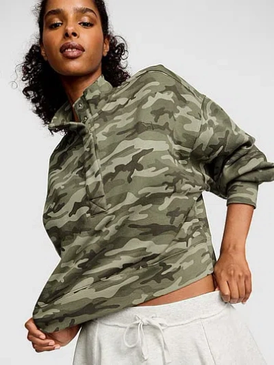 Pink Campus Fleece™ Snap-up Sweatshirt In Green