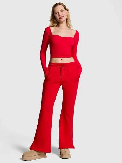 Pink Campus Fleece™ Split-hem Flare Sweatpants In Red