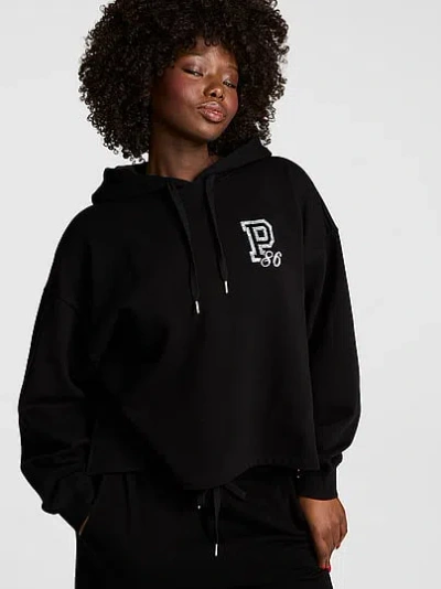Pink Campus Fleece™ Straight-cut Hoodie In Black