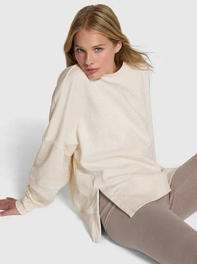 Pink Campus Fleece™ Tunic Crew Sweatshirt In White