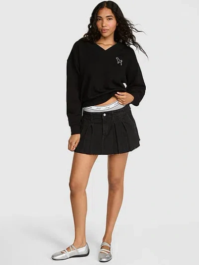 Pink Campus Fleece™ V-neck Sweatshirt In Black
