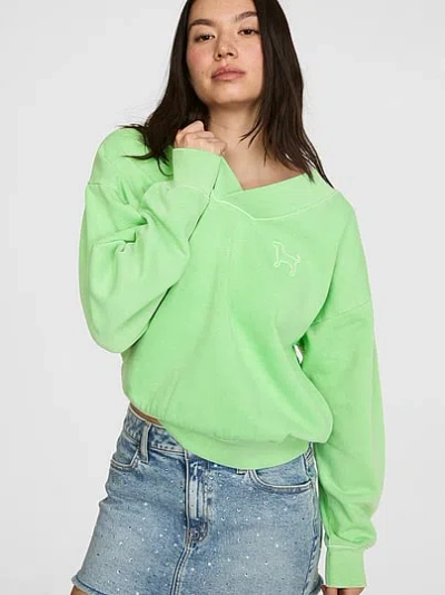 Pink Campus Fleece™ V-neck Sweatshirt In Green