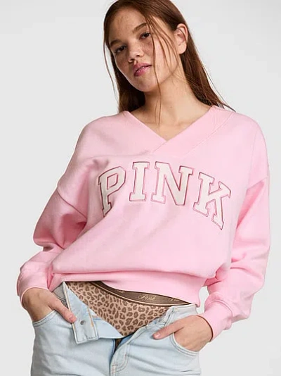 Pink Campus Fleece™ V-neck Sweatshirt In
