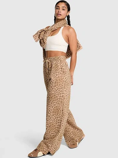 Pink Campus Fleece™ Wide-leg Split-hem Sweatpants In Brown