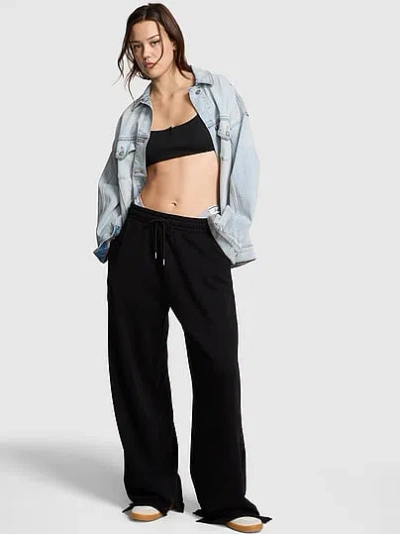 Pink Campus Fleece™ Wide-leg Split-hem Sweatpants In Black