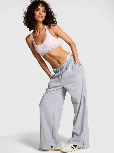 Pink Campus Fleece™ Wide-leg Split-hem Sweatpants In Gray