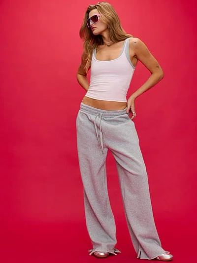 Pink Campus Fleece™ Wide-leg Split-hem Sweatpants In Gray