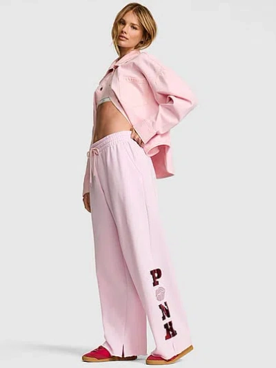 Pink Campus Fleece™ Wide-leg Split-hem Sweatpants In