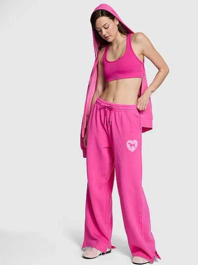 Pink Campus Fleece™ Wide-leg Split-hem Sweatpants In