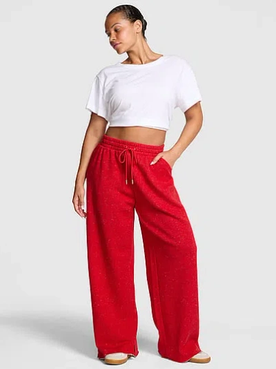 Pink Campus Fleece™ Wide-leg Split-hem Sweatpants In Red