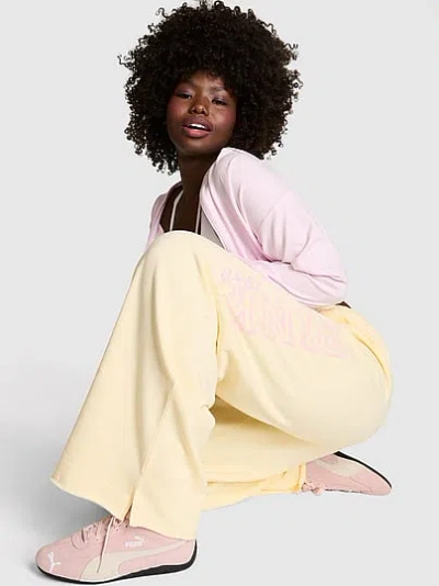 Pink Campus Fleece™ Wide-leg Split-hem Sweatpants In Yellow