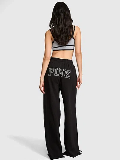 Pink Campus Fleece™ Wide-leg Split-hem Sweatpants In Black