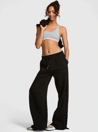 Pink Campus Fleece™ Wide-leg Split-hem Sweatpants In Black