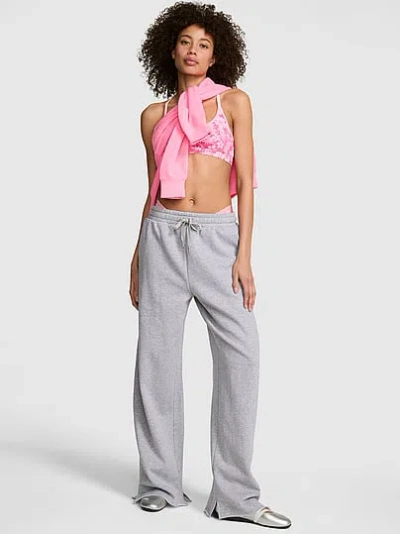 Pink Campus Fleece™ Wide-leg Split-hem Sweatpants In Animal Print