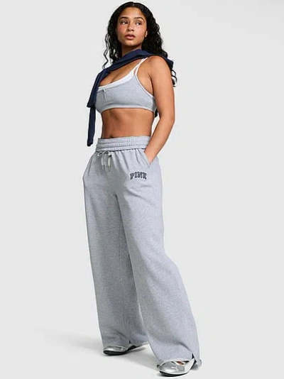Pink Campus Fleece™ Wide-leg Split-hem Sweatpants In Gray