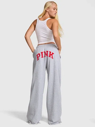 Pink Campus Fleece™ Wide-leg Split-hem Sweatpants In Gray