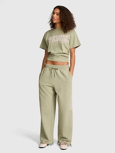Pink Campus Fleece™ Wide-leg Split-hem Sweatpants In Green