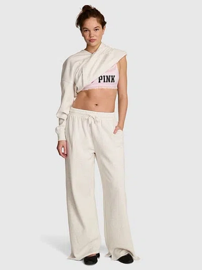 Pink Campus Fleece™ Wide-leg Split-hem Sweatpants In White