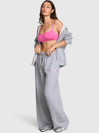 Pink Campus Fleece™ Wide-leg Split-hem Sweatpants In Grey