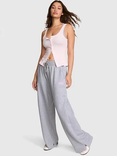 Pink Campus Fleece™ Wide-leg Split-hem Sweatpants In Grey