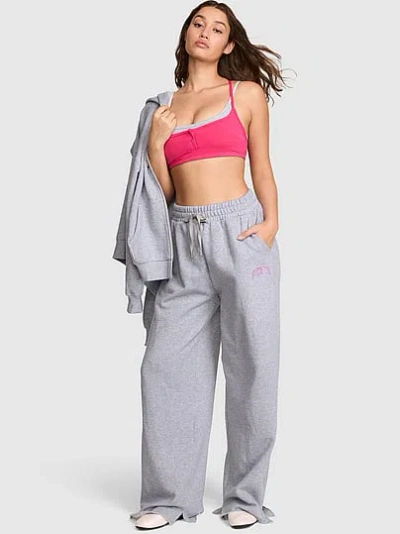 Pink Campus Fleece™ Wide-leg Split-hem Sweatpants In Grey