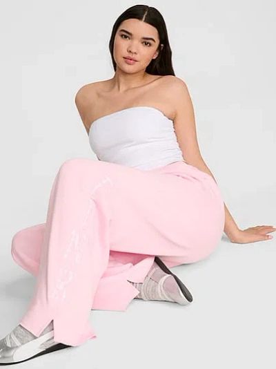 Pink Campus Fleece™ Wide-leg Split-hem Sweatpants In