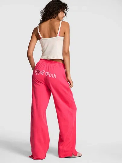 Pink Campus Fleece™ Wide-leg Split-hem Sweatpants In