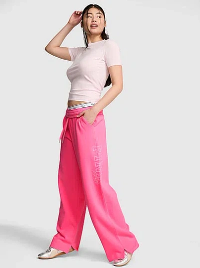 Pink Campus Fleece™ Wide-leg Split-hem Sweatpants In