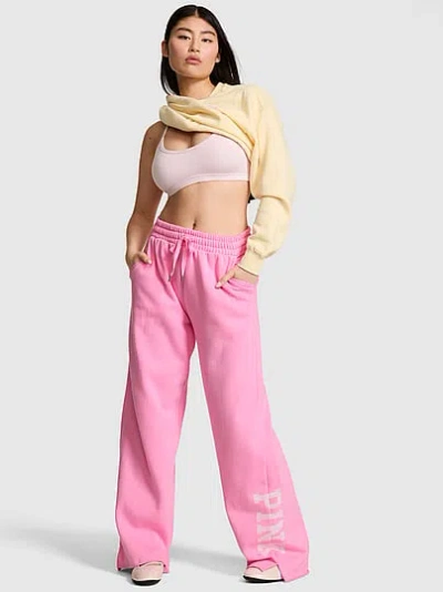 Pink Campus Fleece™ Wide-leg Split-hem Sweatpants In
