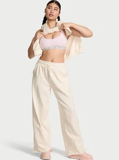 Pink Campus Fleece™ Wide-leg Split-hem Sweatpants In Neutral