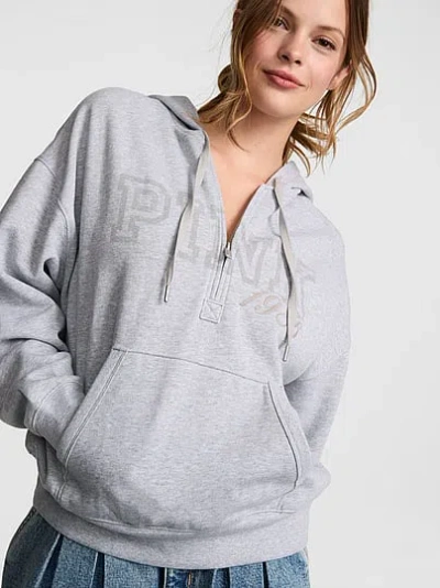 Pink Campus Fleeceâ¢ Half-zip Hoodie In Gray