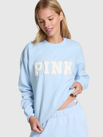 Pink Campus Fleeceâ¢ Oversized Crew Sweatshirt In Blue
