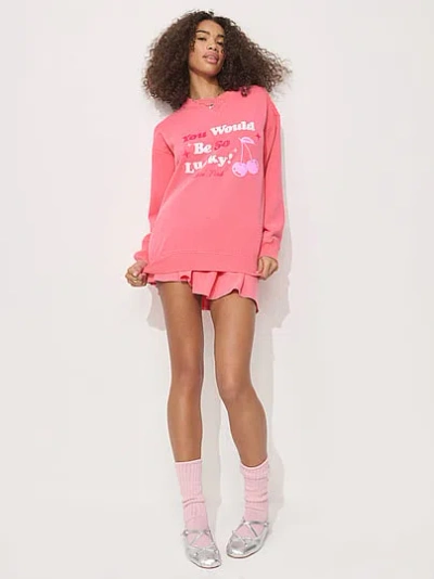 Pink Campus Fleeceâ¢ Oversized Crew Sweatshirt In