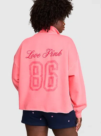 Pink Campus Fleeceâ¢ Quarter-zip Straight-cut Sweatshirt In
