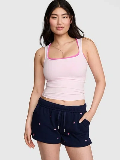 Pink Campus Fleeceâ¢ Roll-down Shorts In Blue