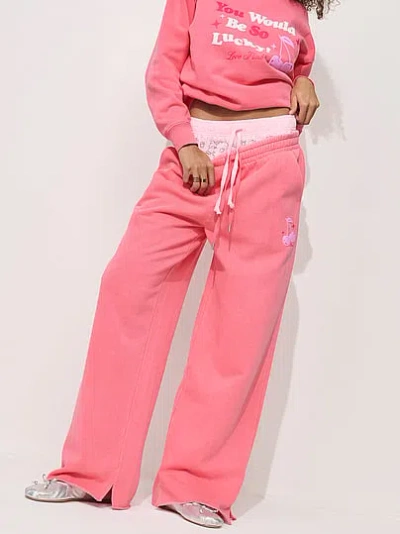 Pink Campus Fleeceâ¢ Wide-leg Split-hem Sweatpants In