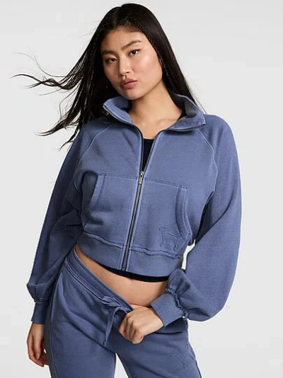 Pink Campus Terry™ Mock-neck Full-zip Sweatshirt In Blue