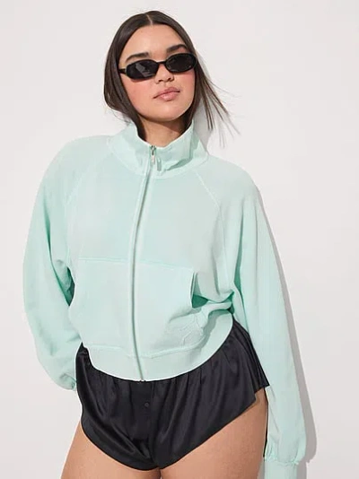 Pink Campus Terry™ Mock-neck Full-zip Sweatshirt In Blue