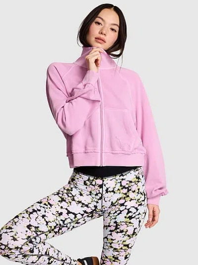 Pink Campus Terry™ Mock-neck Full-zip Sweatshirt In